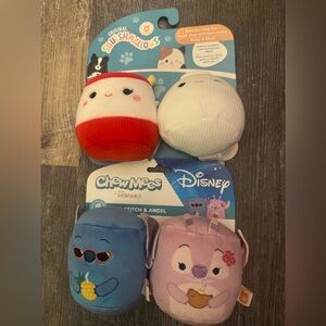 NEW 2‎ pack Lot Dog Toys Squishmallows Disney Stitch Angel plushy squeeky toy